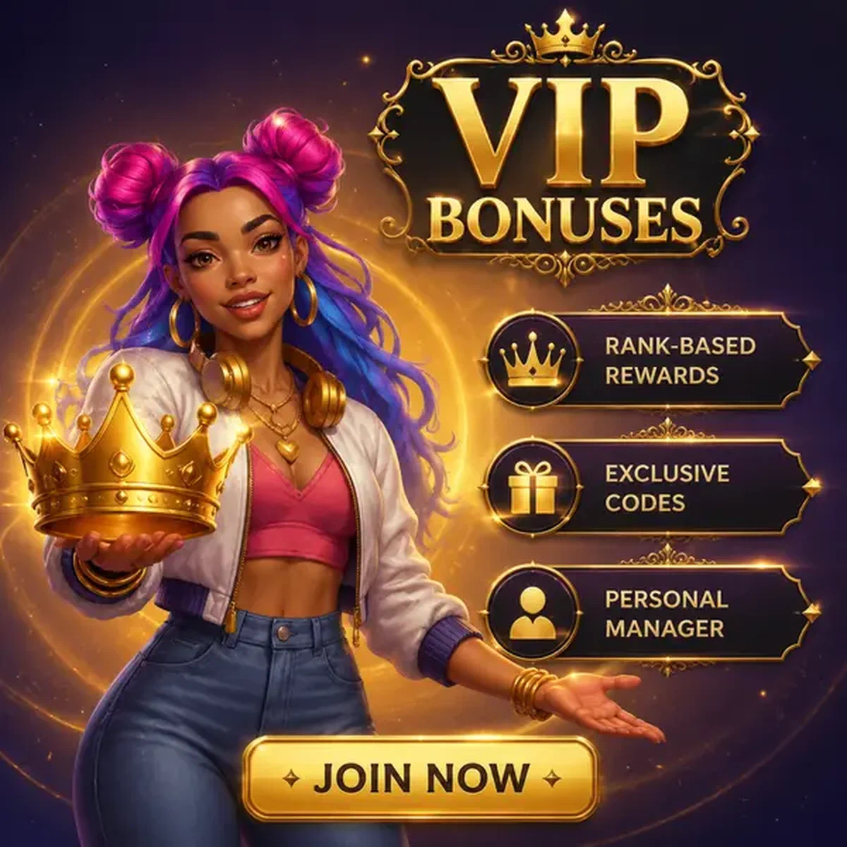 Anfitrión VIP presentando códigos promocionales exclusivos en Códigos Exclusivos VIP y Bonos Basados en Rango