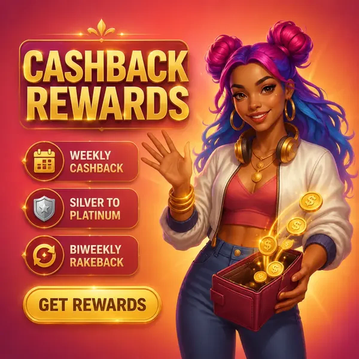 Jugador interactuando con recompensas de cashback semanal en el vibrante portal de inicio de sesión