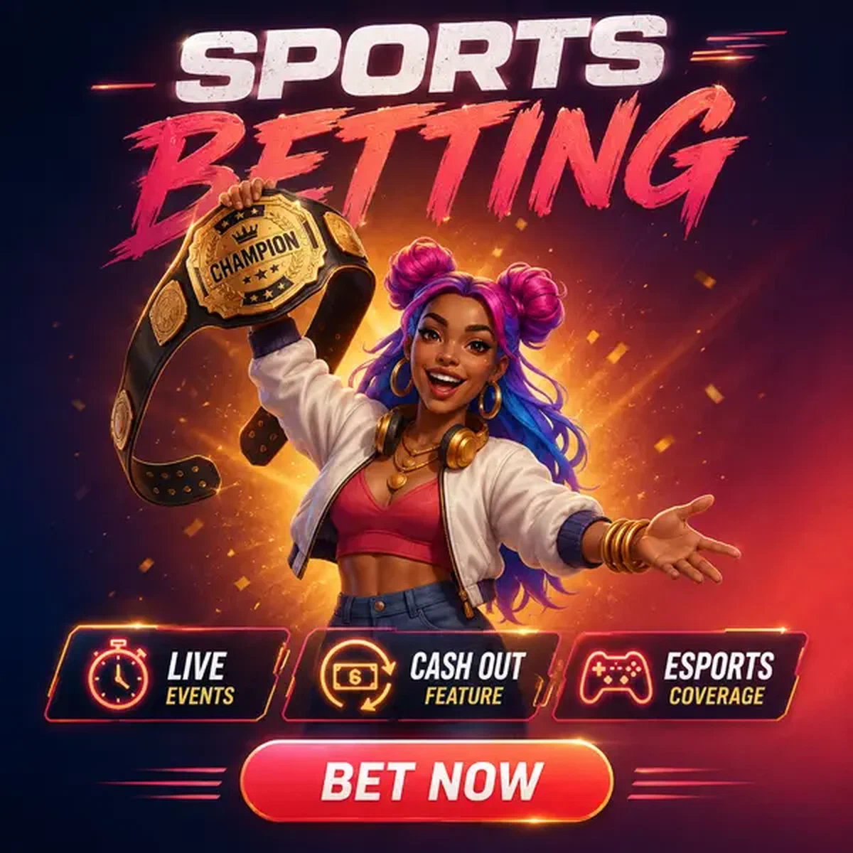 Mascota panda celebrando victoria de apuestas deportivas con cinturón de campeonato en Coolzino Sports Betting